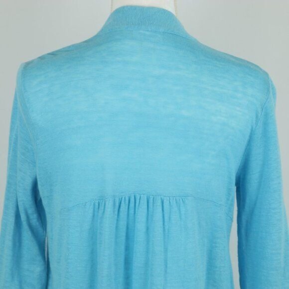 J. Jill Women's Extra Small Blue Linen Open Front Lightweight Knit Cardigan - Picture 4 of 8